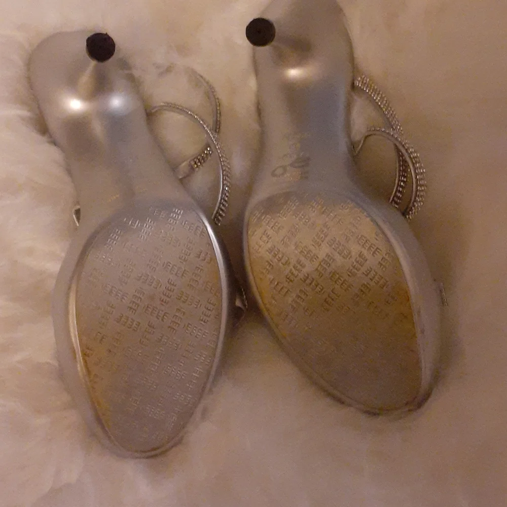 Silver Rhinestone Dress Sandals - Picture 4 of 6